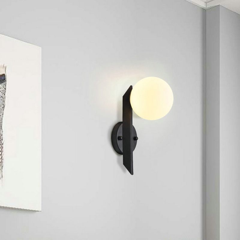 Modernist Wall Sconce Globe Glass Sconce Lighting in White for Bedroom