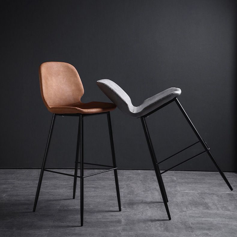 Scandinavian Matte Finish Leather Barstool Footrest Living Room Stool