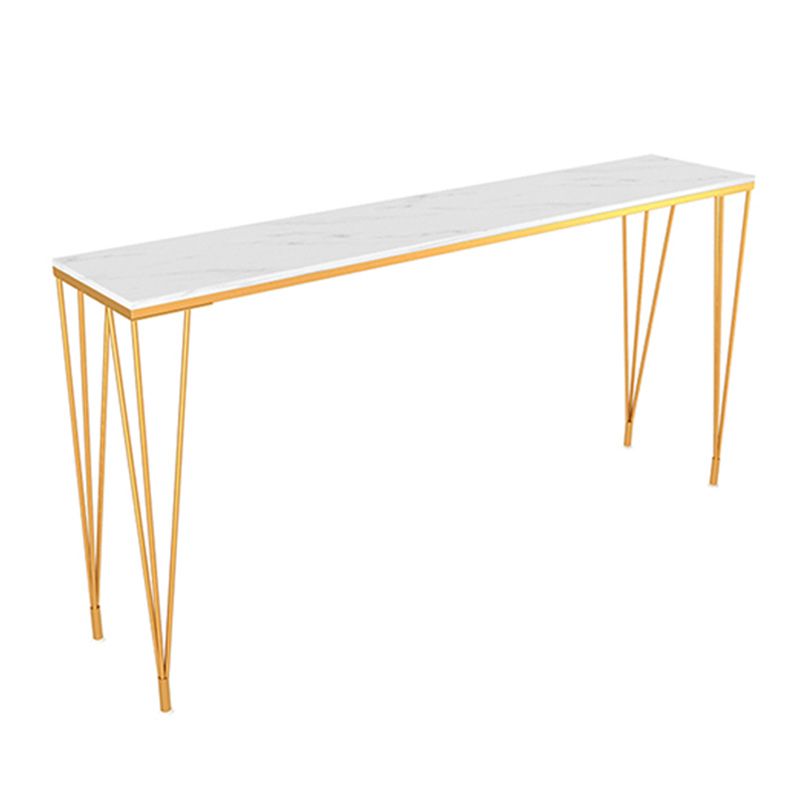 Stone Bar Dining Table Modern Rectangle Bar Table with 4 Legs Pedestal for Kitchen