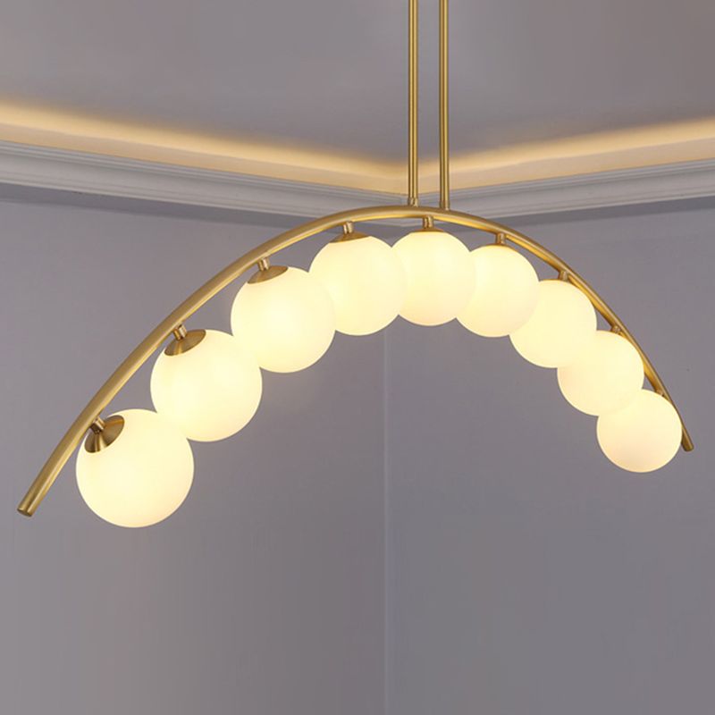 Modern Style Global Shape Island Lights Glass 3/7/9 Lights Pendant Light in Gold