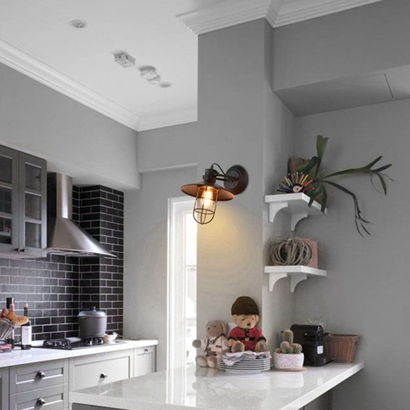 Industrial Style Wall Light Fixture Metallic Shade Light Sconce Light Fixture