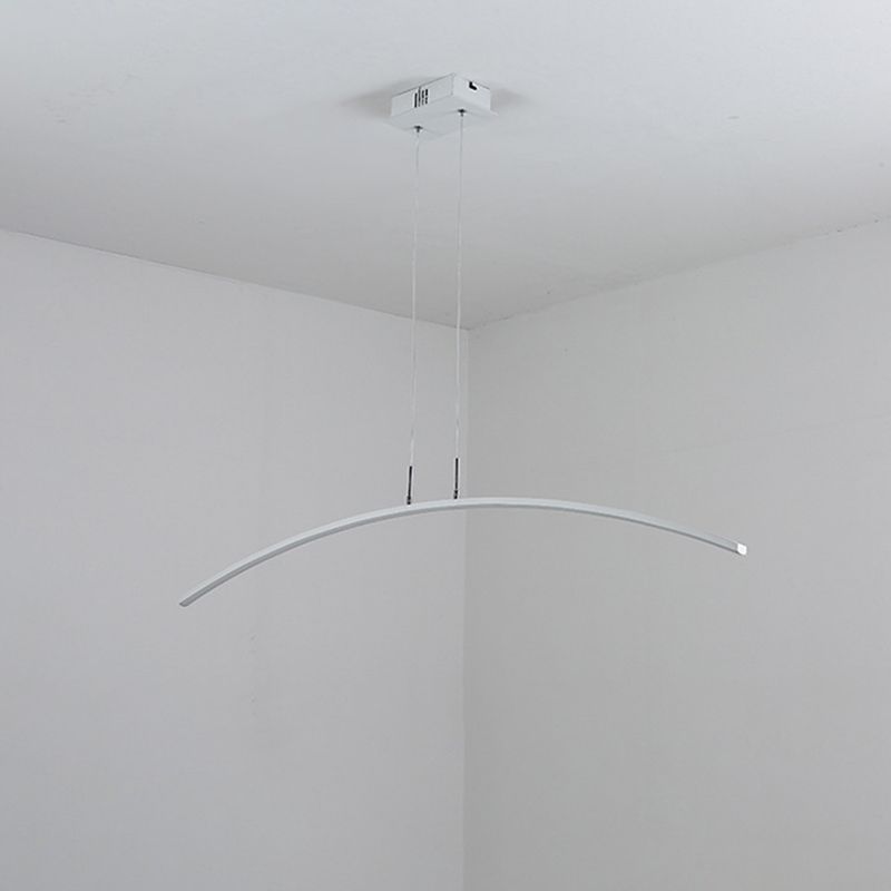 Black/White Arched Island Lighting Simple Style Acrylic LED Hanging Pendant Light in Warm/White Light