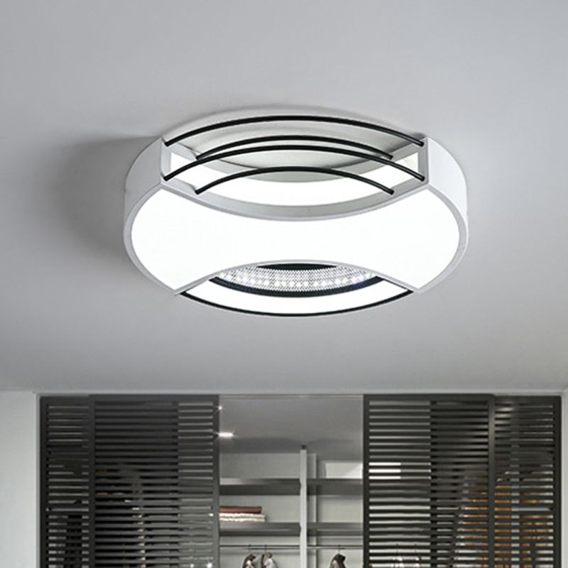 18"/21.5" W Round Flushmount Modern Nordic Metal Black and White LED Close to Ceiling Lamp in Warm/White Light