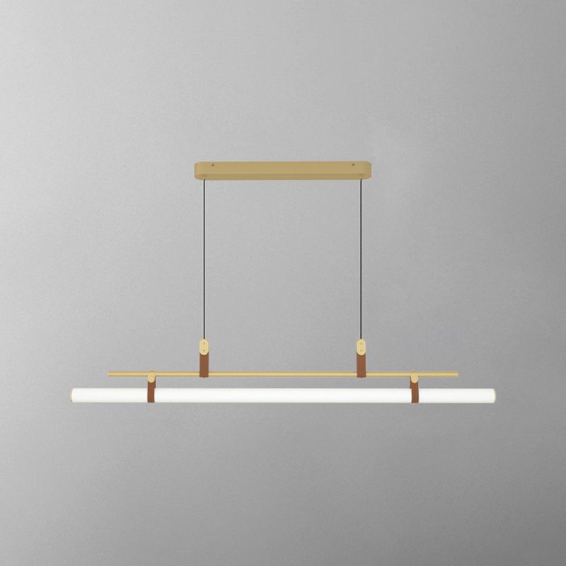 Lámpara moderna de la isla de metal lineal Luz de restaurante moderno de 1 cabeza con sombra acrílica