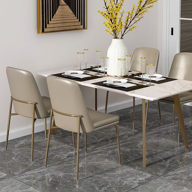 Faux Leather and Metal Contemporary Armless Dining and Accent Chairs
