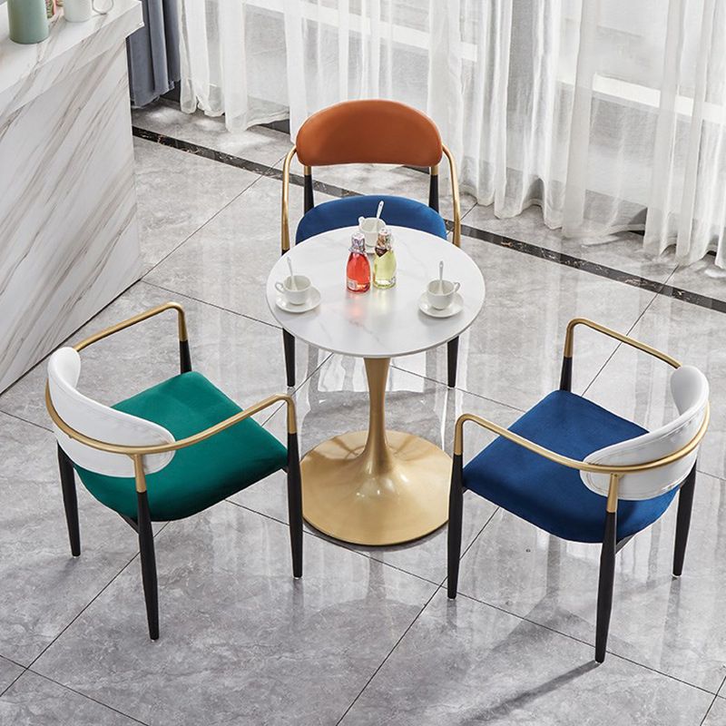 Round Golden Base Dining Table Glam Stone Tulip Dining Table