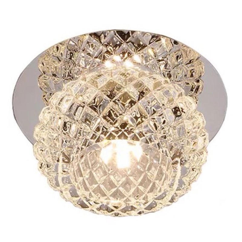 Moderne, quadratische, bündig montierte Kristall-Deckenleuchte mit Loch von 7,6 cm Durchmesser