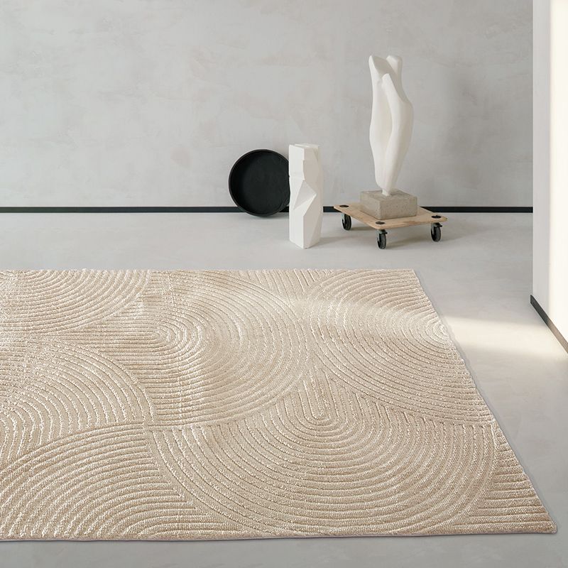 Khaki Pure Color Carpet Polyester Contemporary Area Rug Washable Rug for Living Room