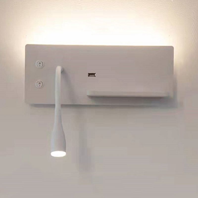 Modern Metal Wall Light Rectangle 12" Wide Reading Wall Sconce for Bedroom