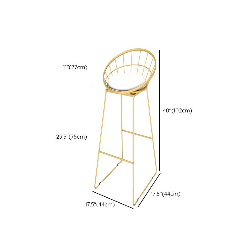 Upholstered Counter Stool Glam Style Low Back Bar Stool with Gold Frame