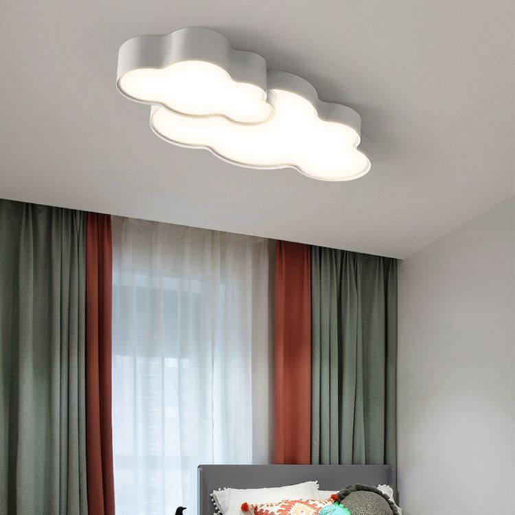 Cloud Shape Flush Light Modern Style Metal 1/2 Lights Flush Mount in White