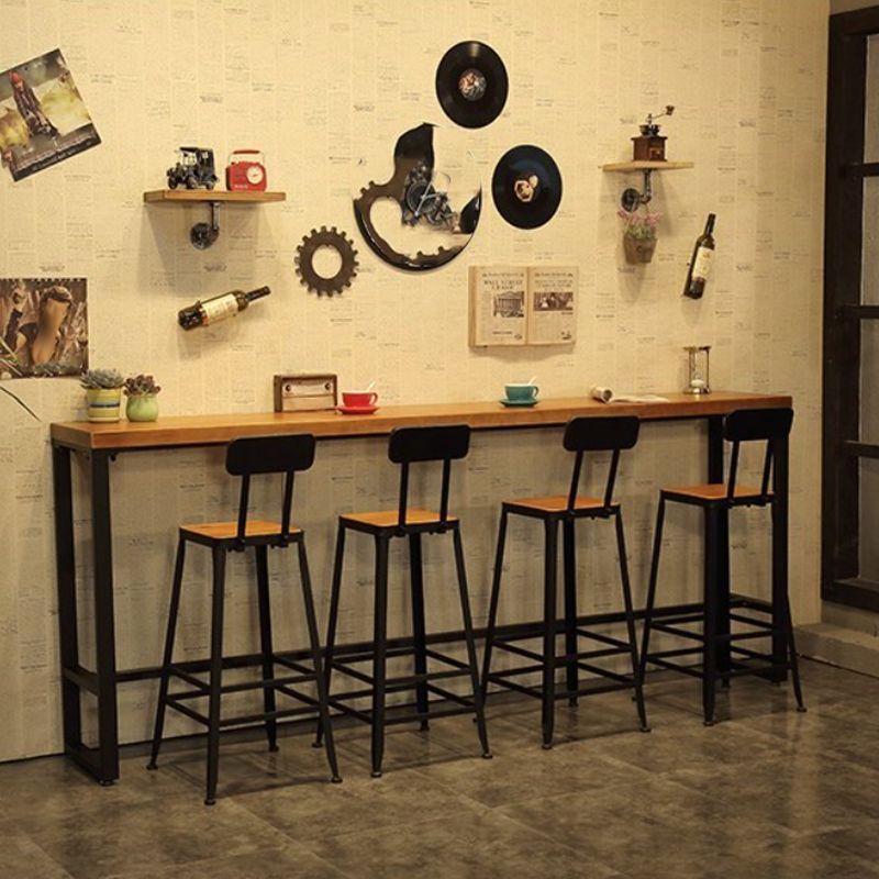 Industrial 1/4/5/9 Pieces Bar Table Set Rectangle Pine Wood Counter Table for Bar