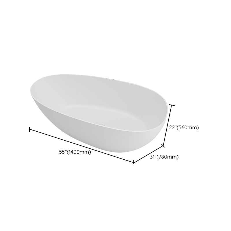Modern White Ellipse Bathtub Freestanding Soaking Bathtub with Drain Bath Tub