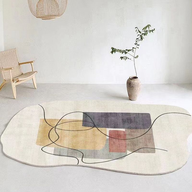 Tapis de couleur polyester de tapis gris Polyester tapis lavable pour la décoration intérieure