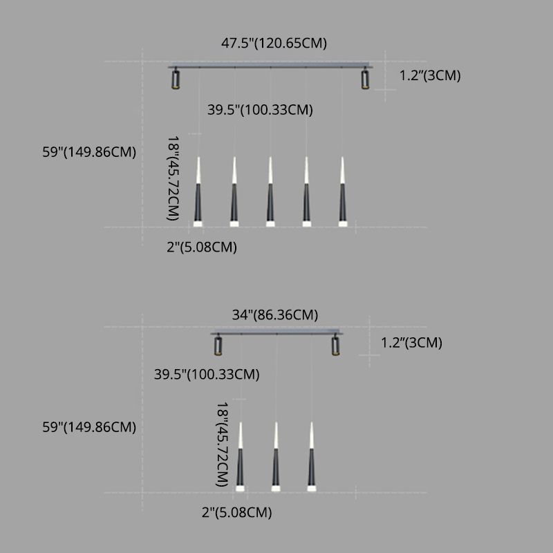 New Modern Metal Island Lighting Fixture LED Linear Chandelier Lights for Dining Room