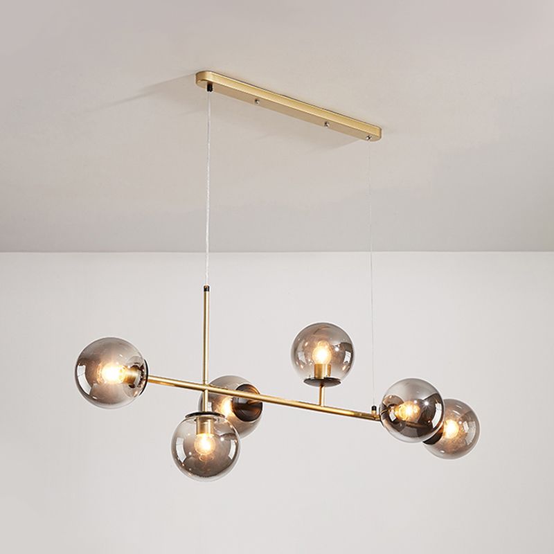 Estilo moderno de forma esférica luces de isla vidrio 6 iluminación de la isla ligera