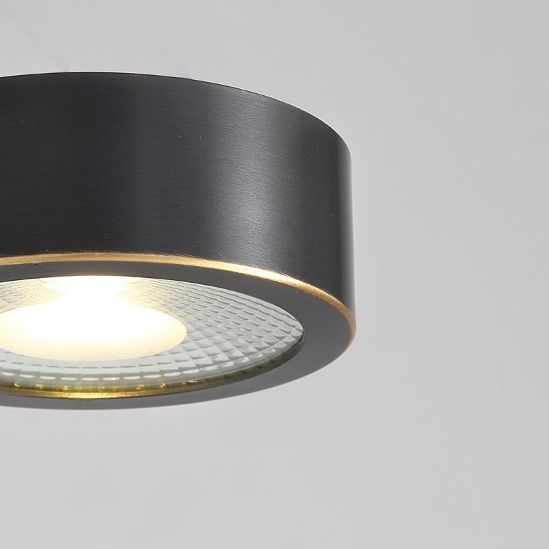 Plafonnier LED en forme de cylindre moderne en cuivre à 1 lumière encastré pour couloir et salon