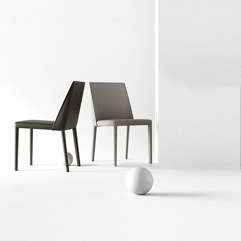 Chaises latérales de salle à manger industrielle en cuir en métal chaise arrière solide (ensemble de 2)