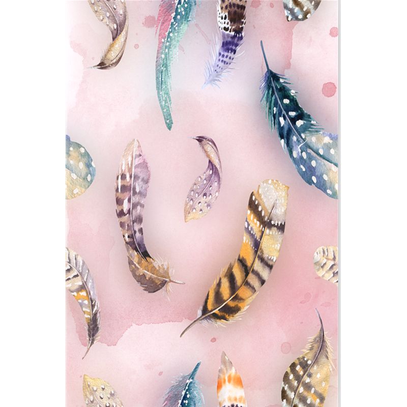 Multicolor Simple Indoor Rug Polyester Feather Print Rug Non-Slip Backing Indoor Rug for Living Room