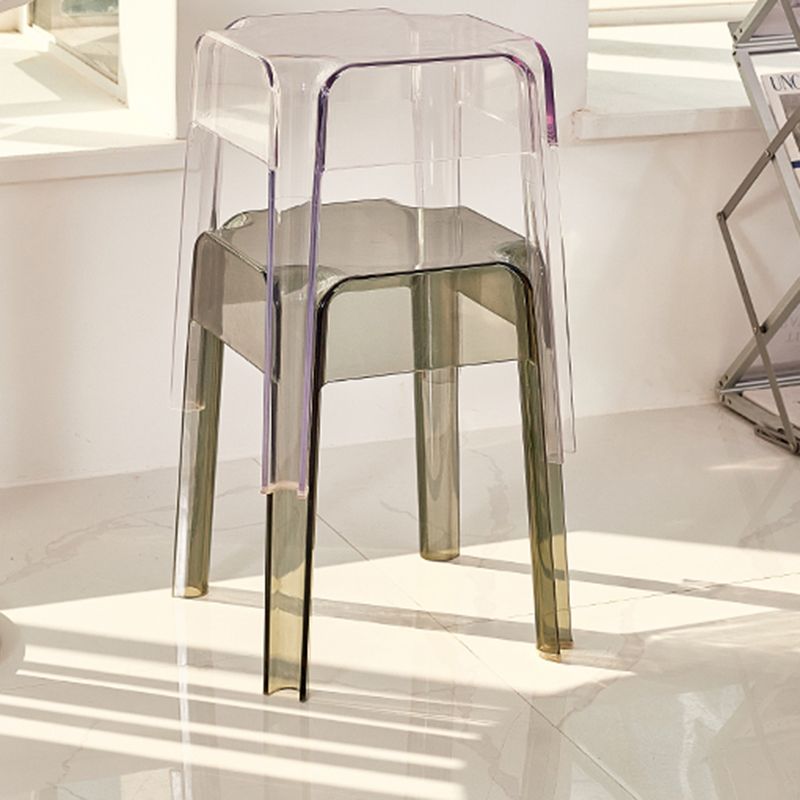 Modern Squared Counter Chair Plastic Backless Indoor Counter-height Stool