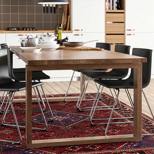 Rectangle Dining Table Solid Wood Contemporary Style Brown Dinner Table for Home Kitchen