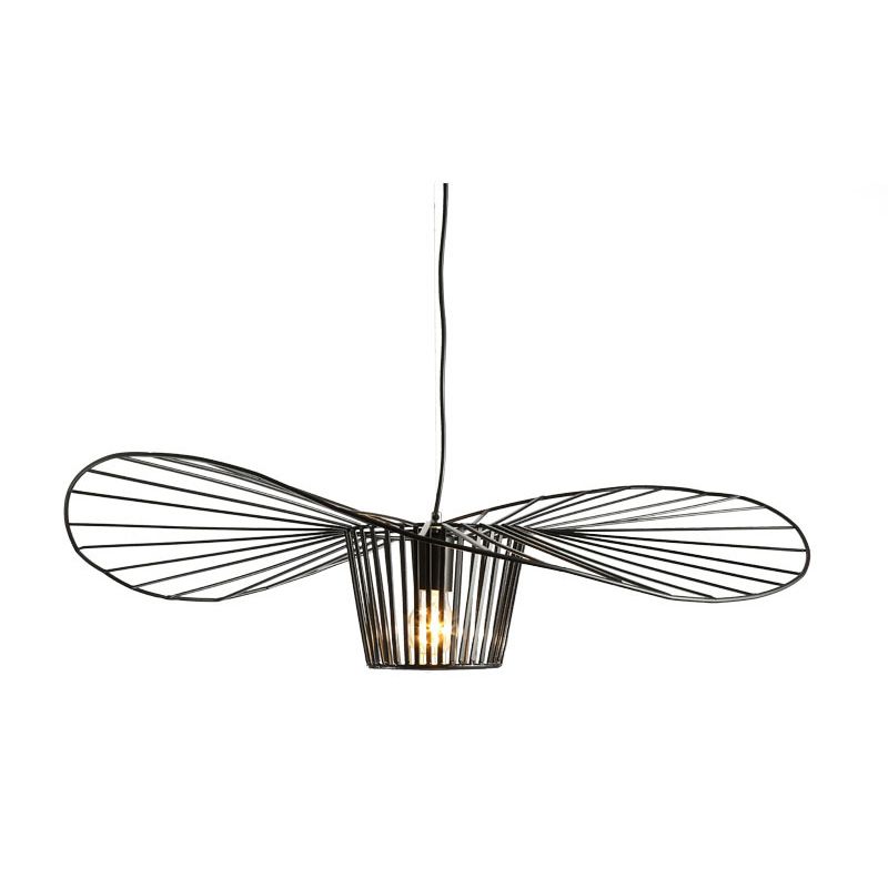 Contemporary Pendant Lights with Cage Shade, Industrail Metal 1-Light Straw Hat Pendant Light