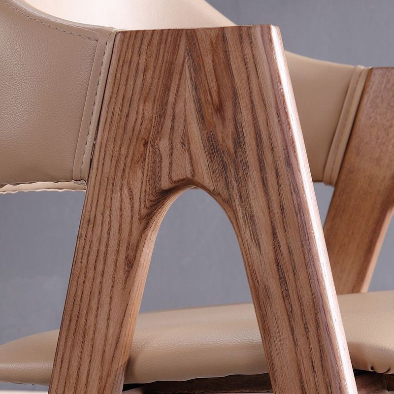 Open Back Dining Side Chair Solid Wood Dining Chair in Brown