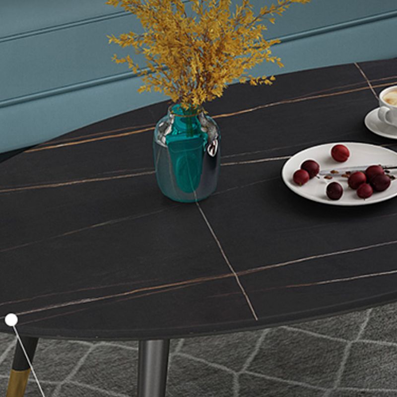 Elliptical Stone Top Cocktail Table 4 Legs 1 Single Coffee Table