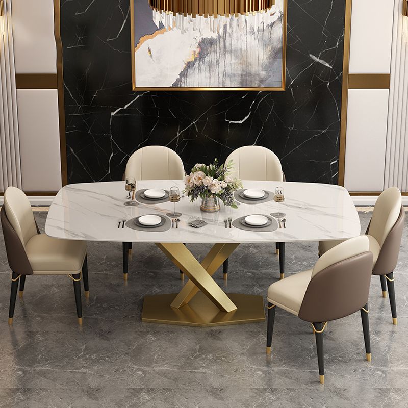 Glam Rectangle 1/4/5/6/7 Pieces Dinette Set Indoor White and Gold Dining Set