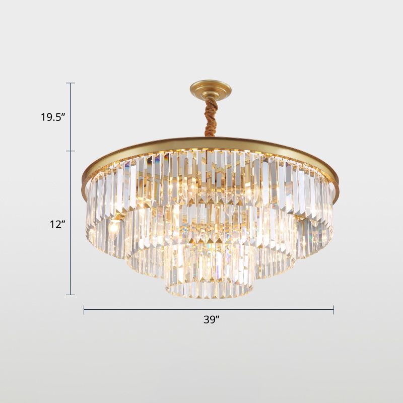 Lampada a sospensione a 3 anelli Crystal Simplicity Gold Finish Lampadella per sala da pranzo