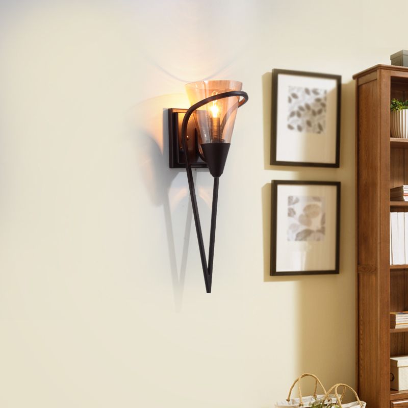 1 Light Cone Wall Mounted Light Fixture Industrial Style Glass Wall Lighting Ideas Lights