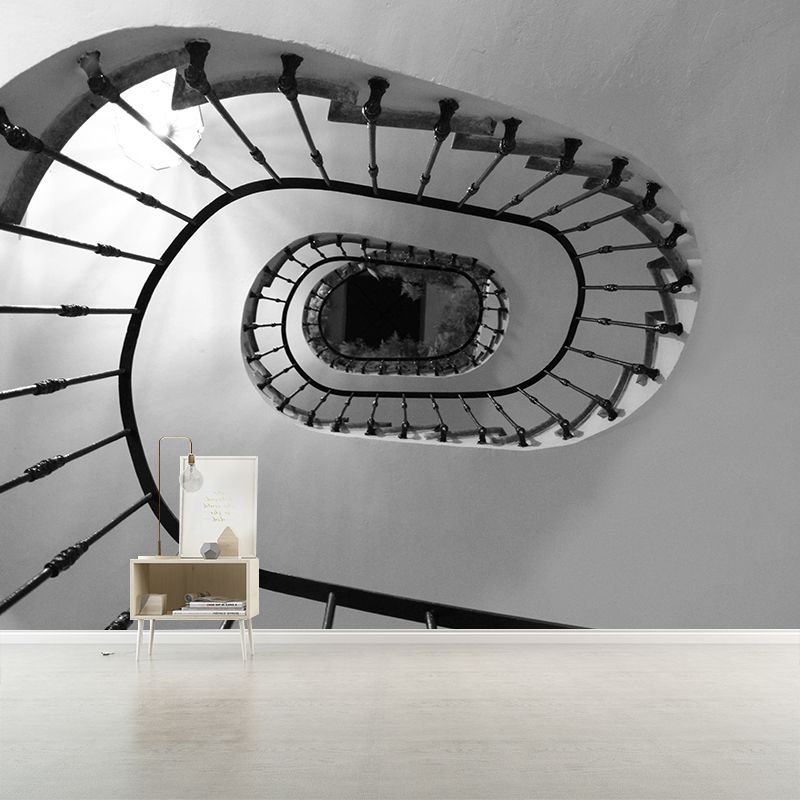 Spiral Staircase Mural Wallpaper Custom-Made Wall Covering for Sitting Room