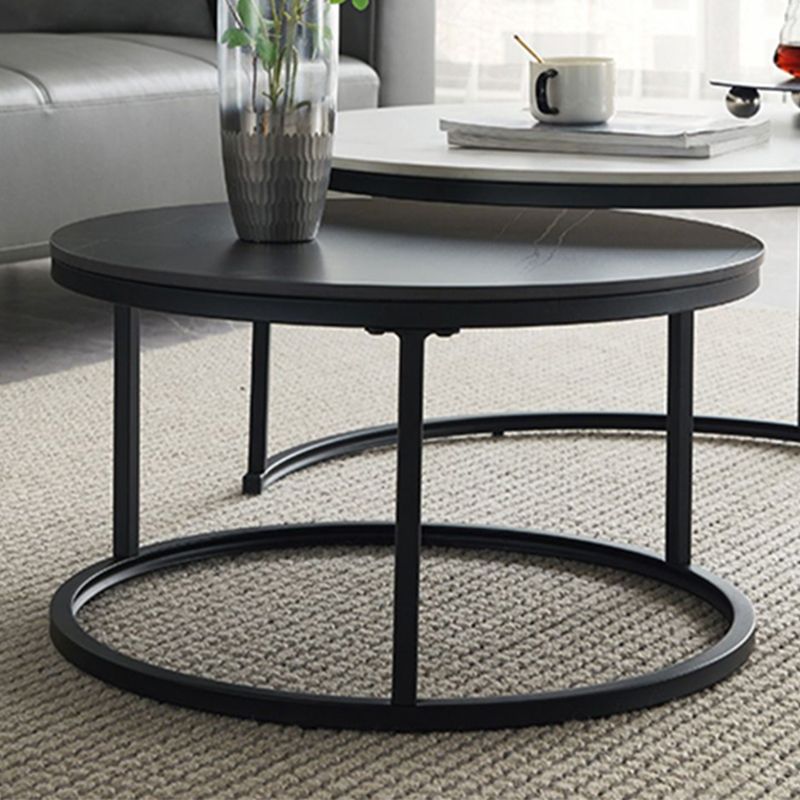 Minimalism Frame Cocktail Table Slate Top Coffee or End Table with Storage Drawers