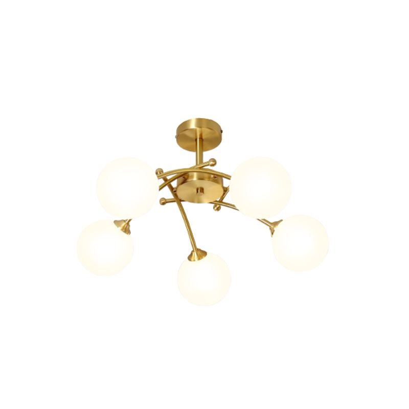 Nordic Style Copper Ceiling Light Ball Shape Ceiling Lamp for Bedroom