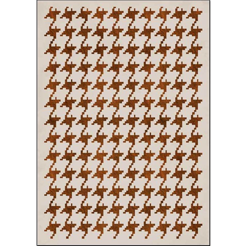 Modernist Houndstooth Pattern Rug Orange Red Polyester Rug Non-Slip Pet Friendly Washable Are Rug for Bedroom
