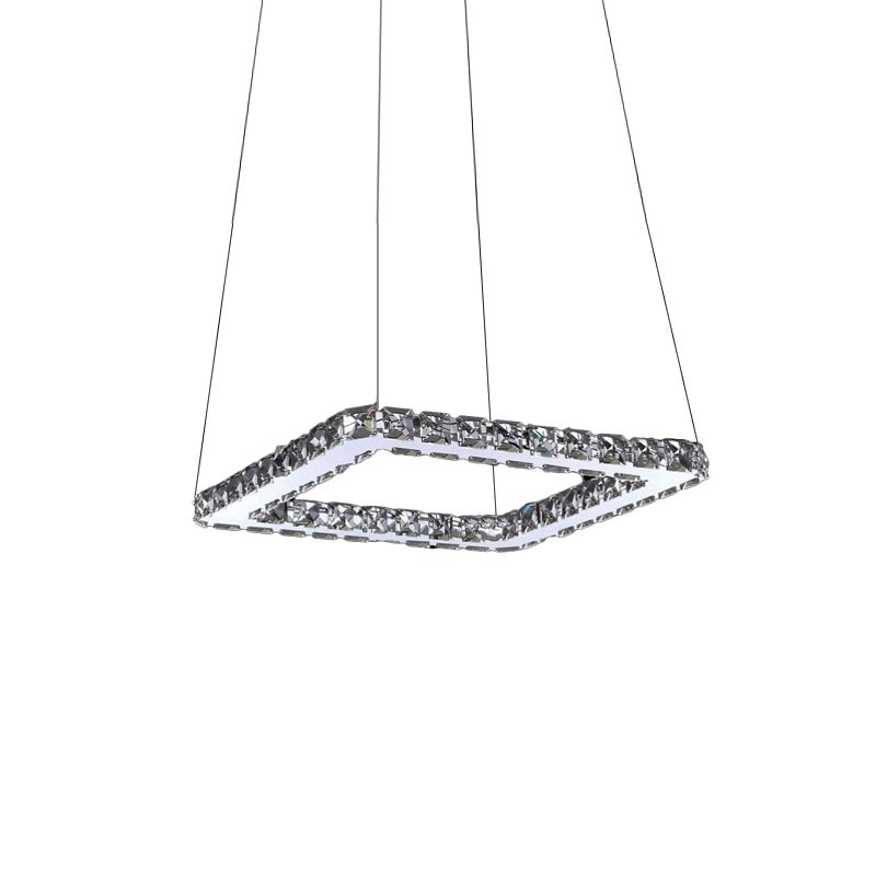 Lámpara de araña LED cromada moderna de Luz de Cromo Moderna de cristal en luz cálida/blanca/natural para comedor, 8 "/12"/16 "de ancho