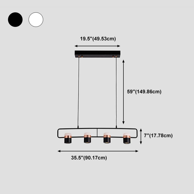 Modern Aluminum Track Light Cylinder Multi-Head Restaurant Hanging Lamp with Acrylic Shade