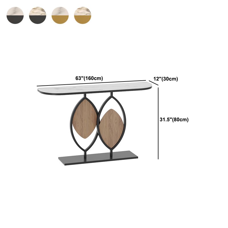 Metal Base Console Table with Half Moon Stone Top for Hall 11.81"