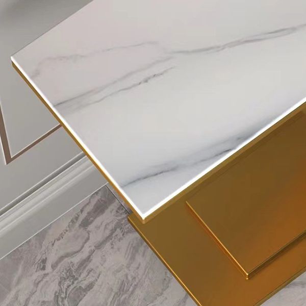 Contemporary Stone Console Sofa Table Rectangle Metal End Table for Hall