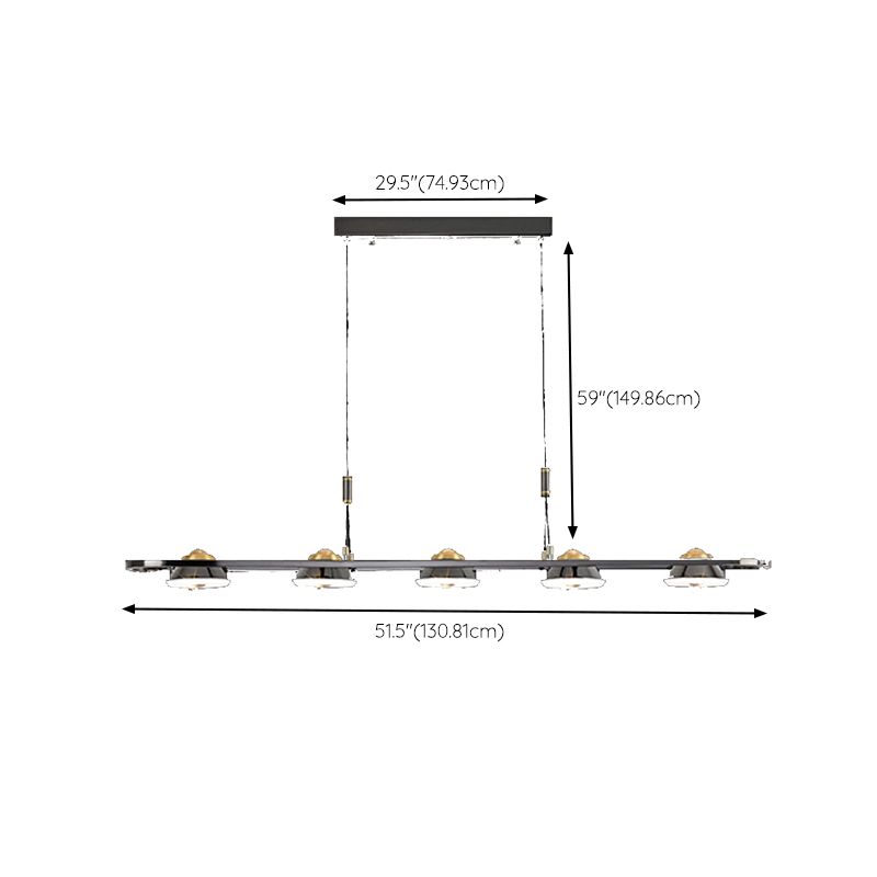 Black and Gold Hanging Light Modern Island Light Fixture with Metal for Dining Room