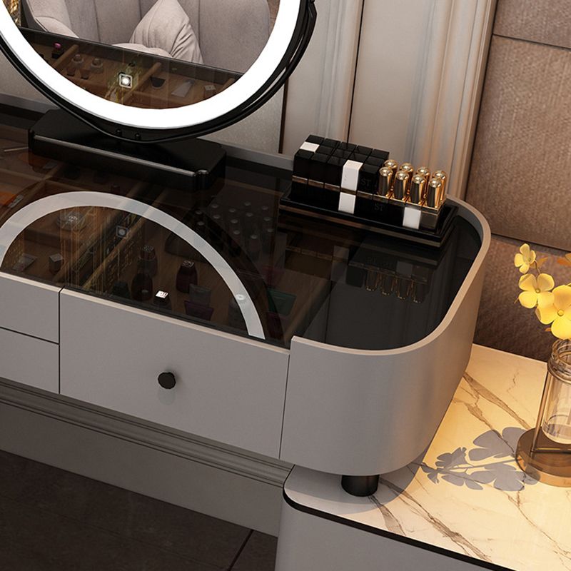 Glass Vanity Dressing Table 15.74" Wide Vanity Tables with 5 Storage Drawers