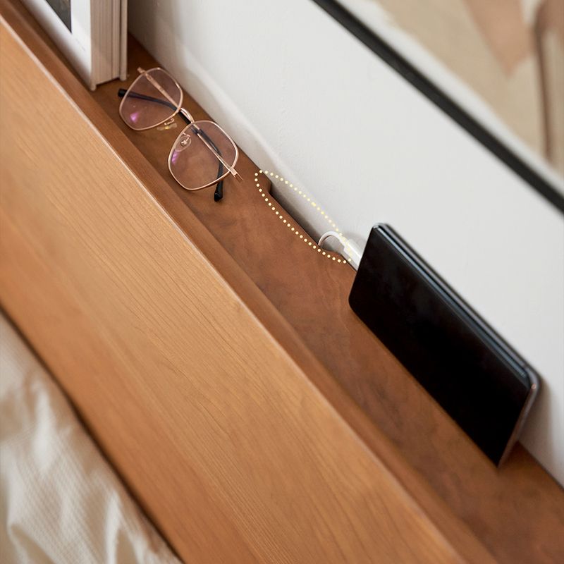 Modern Standard Bed Solid Wood Bed Frame with Headboard and Mattress