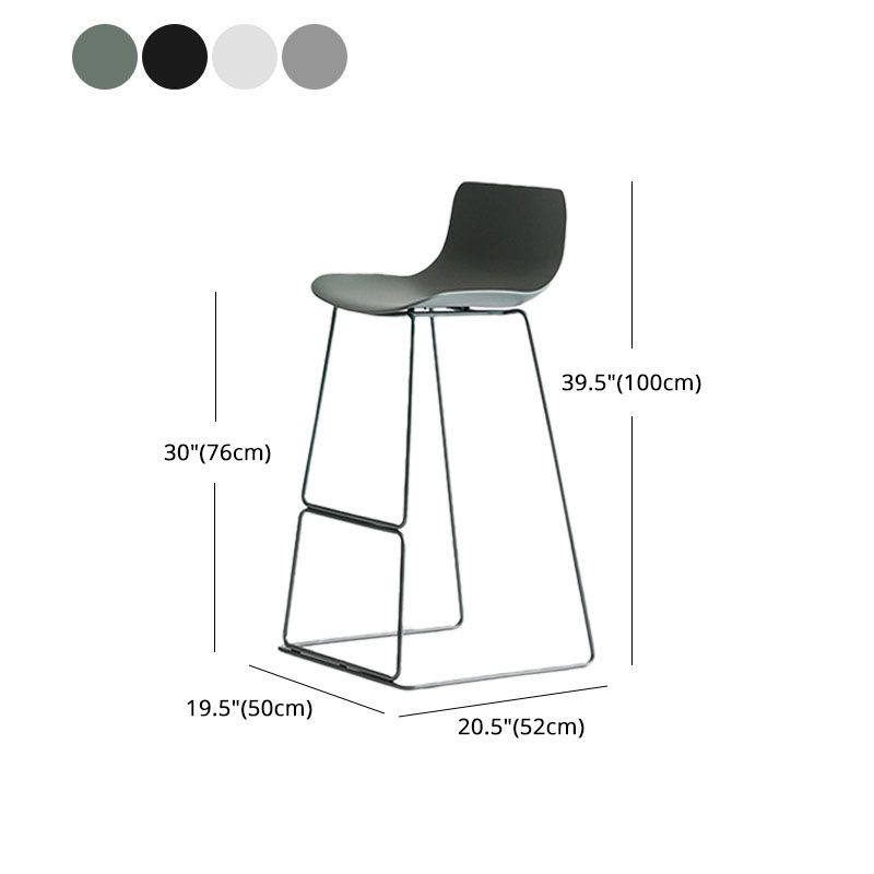 Modern Armless Backrest Counter Stool Steel Kitchen Bar Stool with Plastic Seat and Pedal