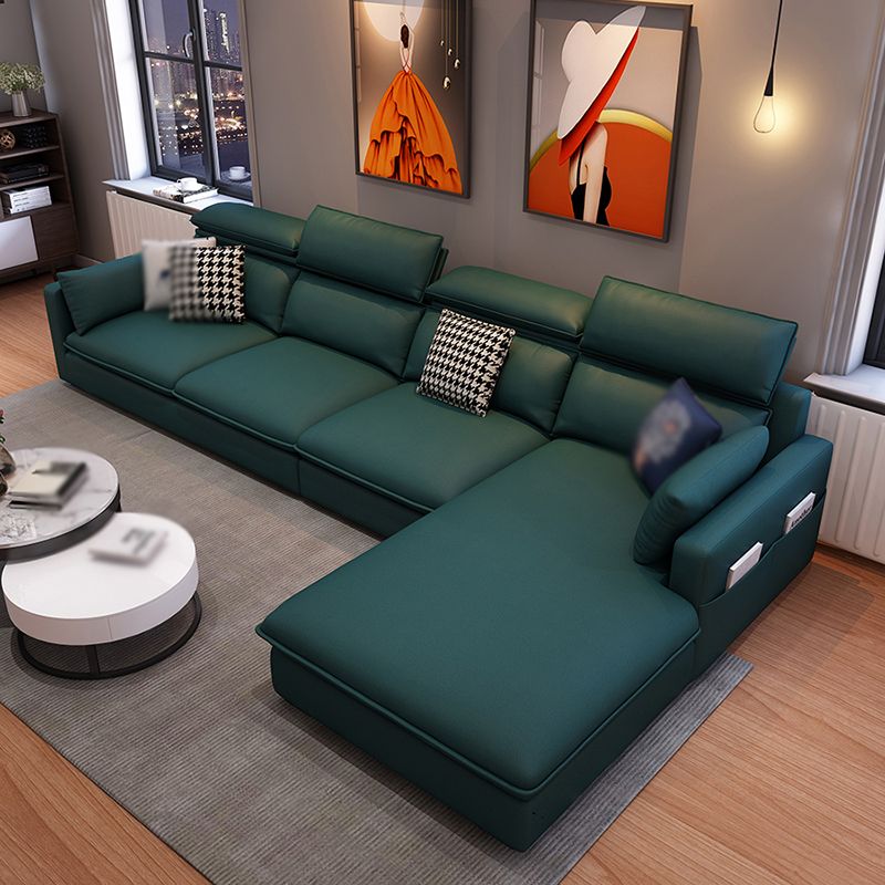 L-Shape High Back Faux leather Square Arm Sectional with Stain-Resistant and Storage