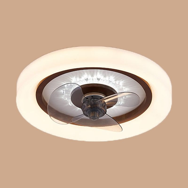 Nordische runde Deckenlüfter Lampe Naturholz Schlafzimmer LED SEMI Flush Mount Leuchte
