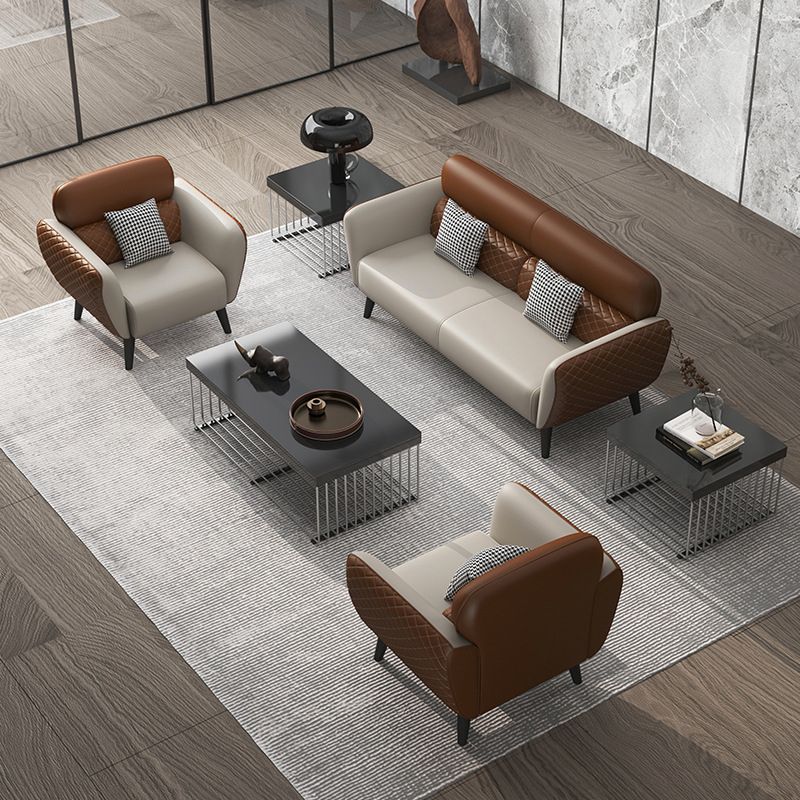 31.49" D x 33.46" H Flared Arm Sofa Faux Leather Sofa for Living Room