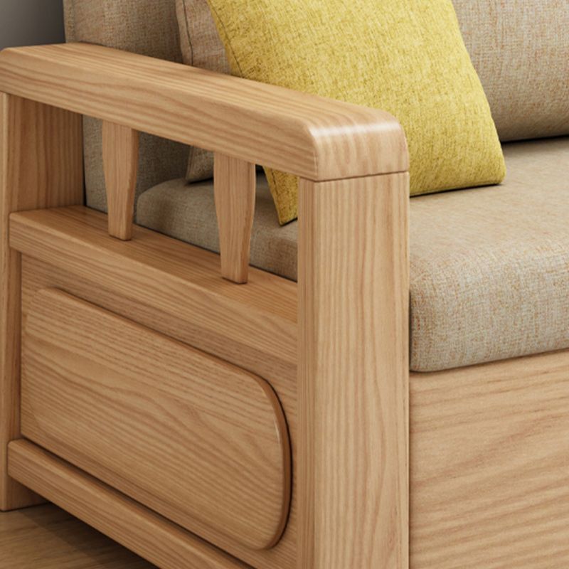 Scandinavian Foldable Futon Sleeper Sofa Square Arms Futon and Mattress