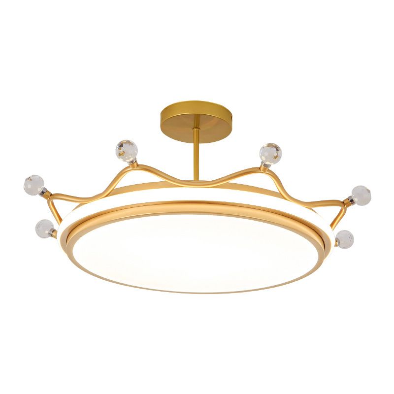 Crown Semi-Flush Ceiling Light with RGB Sky Projection Design Cartoon Flush Mount Light Fixture