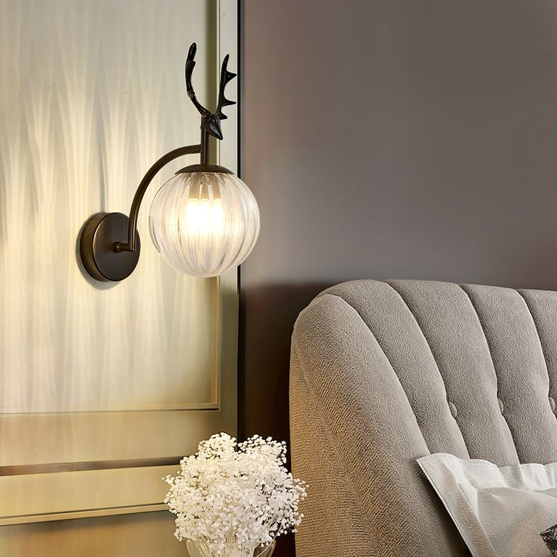 1-Light Ball Wall Lamps Modern Style Glass Wall Mounted Lights