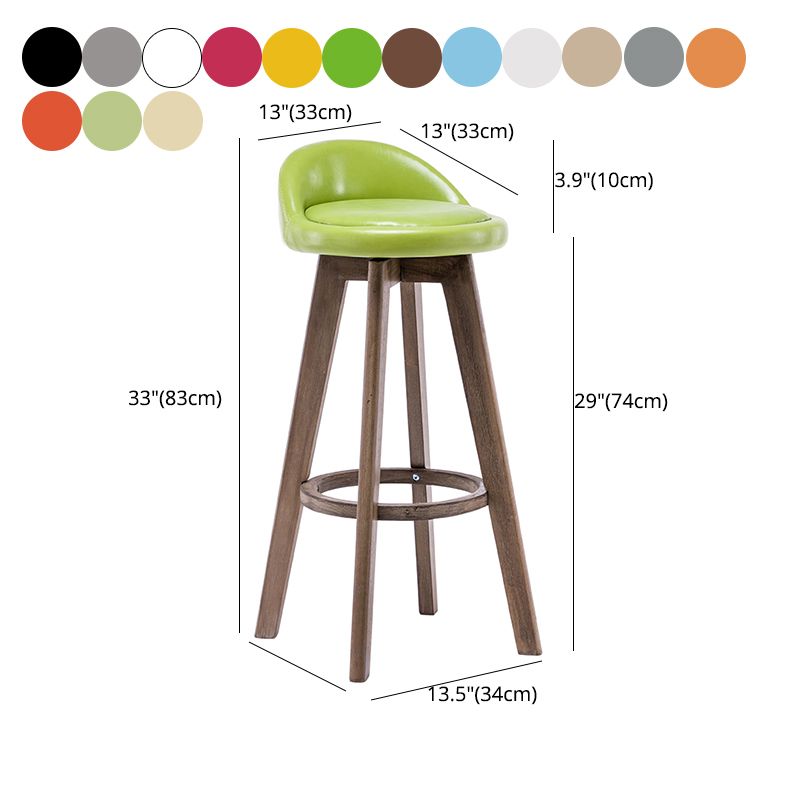 Taburetes de bar contemporáneos de madera maciza, taburete de bar interior con reposapiés y respaldo bajo